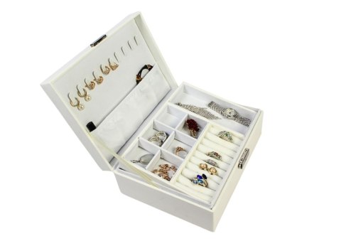 Elegancka i Stylowa Szkatułka Na Biżuterię PETERSON Pojemny Organizer PTN 04 Biały 22,5 x 17 x 8 [cm]