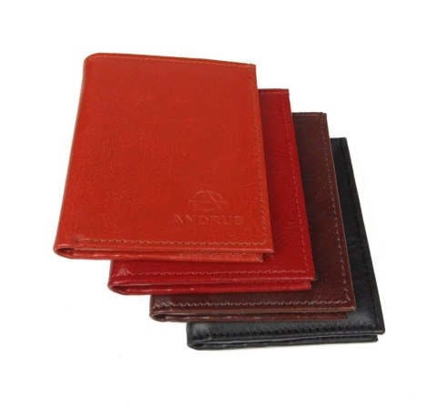 Etui Na Karty Dokumenty ANDRUS (PL) Małe 2 Wizytownik Pionowy Skóra Naturalna RIFD 10 x 9 [cm]
