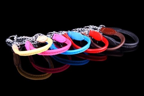 Obroża Dla Psa Ze Skóry Naturalnej Z Łańcuszkiem ZOO LESZCZ (PL) Pull-Stop 8 mm 27-36 [cm] ZL512