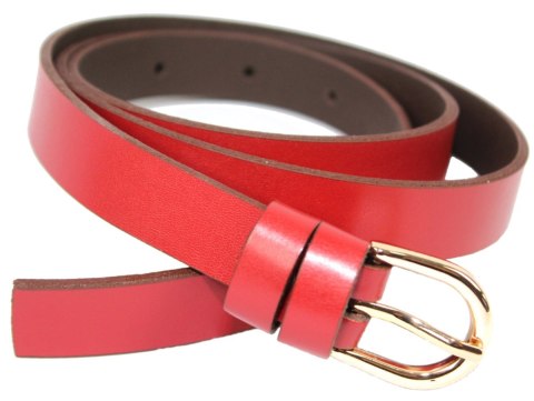 Pasek Damski Skórzany Gładki Arucce (PL) 20 mm Skóra Licowa Złota Klamra CIEMNY CZERWONY Wąski Pasek Damski Skórzany Gładki Arucce (PL) 20 mm Skóra Licowa Złota Klamra CIEMNY CZERWONY Wąski