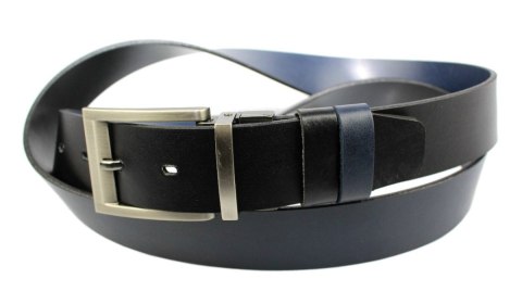 Pasek Męski Dwa w Jednym Skórzany COMPLEX (PL) GŁADKI ''DWUSTRONNY'' Skóra Licowa EXTRA 35 mm CZARNO-GRANATOWY Pasek Męski Dwa w Jednym Skórzany COMPLEX (PL) GŁADKI ''DWUSTRONNY'' Skóra Licowa EXTRA 35 mm CZARNO-GRANATOWY