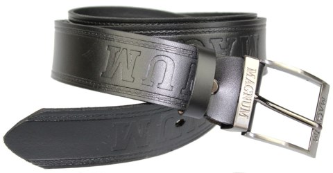 Pasek Skórzany ARUCCE (PL) Tłoczony Napis "MAGNUM" Skóra Licowa DW EXTRA 40 mm CZARNY DWOINA Pasek Skórzany ARUCCE (PL) Tłoczony Napis "MAGNUM" Skóra Licowa DW EXTRA 40 mm CZARNY DWOINA
