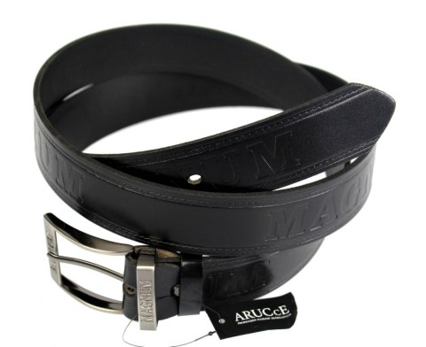Pasek Skórzany ARUCCE (PL) Tłoczony Napis "MAGNUM" Skóra Licowa EXTRA 40 mm CZARNY Pasek Skórzany ARUCCE (PL) Tłoczony Napis "MAGNUM" Skóra Licowa EXTRA 40 mm CZARNY