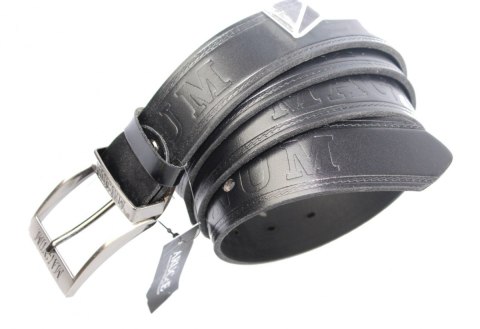 Pasek Skórzany ARUCCE (PL) Tłoczony Napis "MAGNUM" Skóra Licowa EXTRA 40 mm CZARNY Pasek Skórzany ARUCCE (PL) Tłoczony Napis "MAGNUM" Skóra Licowa EXTRA 40 mm CZARNY