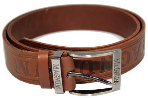 Pasek Skórzany ARUCCE (PL) Tłoczony Napis "MAGNUM" Skóra Licowa EXTRA 40 mm JASNY BRĄZOWY Pasek Skórzany ARUCCE (PL) Tłoczony Napis "MAGNUM" Skóra Licowa EXTRA 40 mm JASNY BRĄZOWY