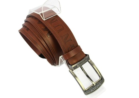 Pasek Skórzany Arucce (PL) Tłoczony Napis "MAGNUM" Z METALOWĄ KOŃCÓWKĄ Skóra Naturalana EXTRA 40 mm BRĄZOWY Pasek Skórzany Arucce (PL) Tłoczony Napis "MAGNUM" Z METALOWĄ KOŃCÓWKĄ Skóra Naturalana EXTRA 40 mm BRĄZOWY