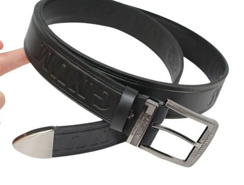 Pasek Skórzany Arucce (PL) Tłoczony Napis "MAGNUM" Z METALOWĄ KOŃCÓWKĄ Skóra Naturalana EXTRA 40 mm CZARNY Pasek Skórzany Arucce (PL) Tłoczony Napis "MAGNUM" Z METALOWĄ KOŃCÓWKĄ Skóra Naturalana EXTRA 40 mm CZARNY