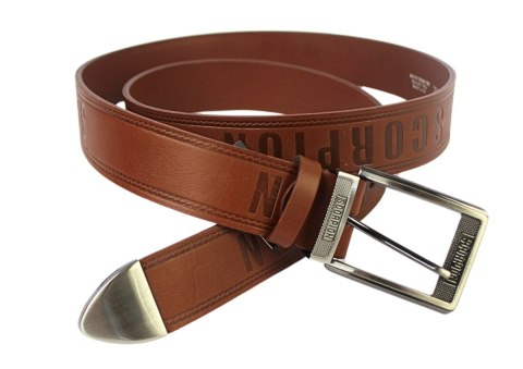 Pasek Skórzany Arucce (PL) Tłoczony Napis "SCORPION" Z METALOWĄ KOŃCÓWKĄ Skóra Naturalana EXTRA 40 mm BRĄZOWY Pasek Skórzany Arucce (PL) Tłoczony Napis "SCORPION" Z METALOWĄ KOŃCÓWKĄ Skóra Naturalana EXTRA 40 mm BRĄZOWY