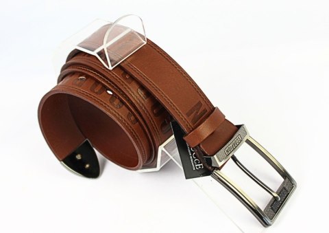Pasek Skórzany Arucce (PL) Tłoczony Napis "SCORPION" Z METALOWĄ KOŃCÓWKĄ Skóra Naturalana EXTRA 40 mm BRĄZOWY Pasek Skórzany Arucce (PL) Tłoczony Napis "SCORPION" Z METALOWĄ KOŃCÓWKĄ Skóra Naturalana EXTRA 40 mm BRĄZOWY
