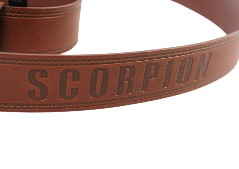 Pasek Skórzany Arucce (PL) Tłoczony Napis "SCORPION" Z METALOWĄ KOŃCÓWKĄ Skóra Naturalana EXTRA 40 mm BRĄZOWY Pasek Skórzany Arucce (PL) Tłoczony Napis "SCORPION" Z METALOWĄ KOŃCÓWKĄ Skóra Naturalana EXTRA 40 mm BRĄZOWY