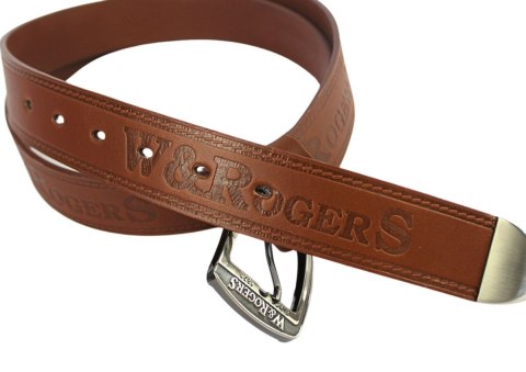 Pasek Skórzany Arucce (PL) Tłoczony Napis "W&ROGERS" Z METALOWĄ KOŃCÓWKĄ Skóra Naturalana EXTRA 40 mm BRĄZOWY Pasek Skórzany Arucce (PL) Tłoczony Napis "W&ROGERS" Z METALOWĄ KOŃCÓWKĄ Skóra Naturalana EXTRA 40 mm BRĄZOWY