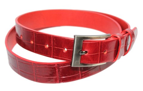 Pasek Skórzany PAS-MAX (PL) Skóra Krokodyla 30 mm Czerwony Pasek Skórzany PAS-MAX (PL) Skóra Krokodyla 30 mm Czerwony