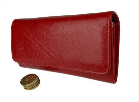 Portfel Damski ANDRUS (PL) Długi Max Klamra Skóra Naturalna Licowa RIFD 19,5 x 10 x 3,5 [cm]