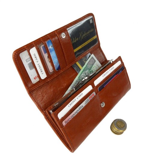 Portfel Damski ANDRUS (PL) Długi Max Klamra Skóra Naturalna Licowa RIFD 19,5 x 10 x 3,5 [cm]