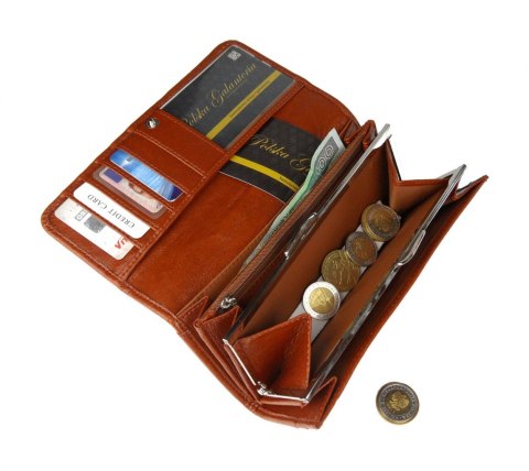 Portfel Damski ANDRUS (PL) Długi Max Klamra Skóra Naturalna Licowa RIFD 19,5 x 10 x 3,5 [cm]