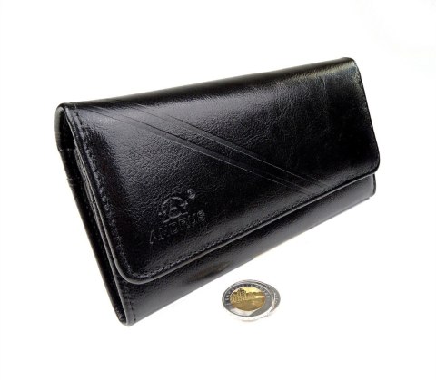 Portfel Damski ANDRUS (PL) Długi Max Klamra Skóra Naturalna Licowa RIFD 19,5 x 10 x 3,5 [cm]