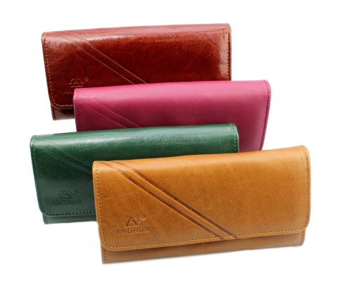 Portfel Damski ANDRUS (PL) Długi Max Klamra Skóra Naturalna Licowa RIFD 19,5 x 10 x 3,5 [cm]
