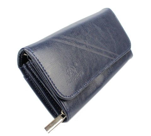 Portfel Damski ANDRUS (PL) Długi Max Na Suwak Skóra Naturalna Licowa Bardzo Wygodny I Wytrzymały RFID 17 x 9 x 4 [cm]