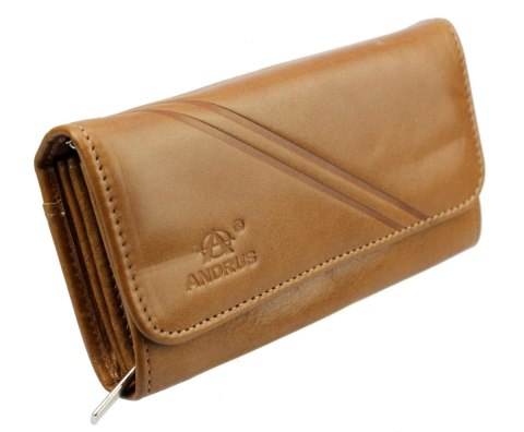 Portfel Damski ANDRUS (PL) Długi Max Na Suwak Skóra Naturalna Licowa Bardzo Wygodny I Wytrzymały RFID 17 x 9 x 4 [cm]