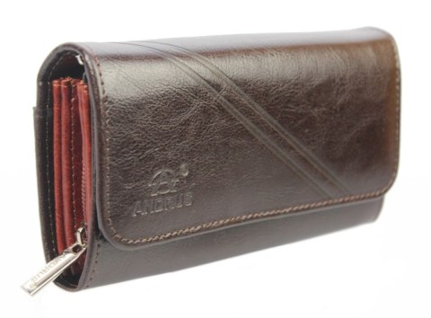 Portfel Damski ANDRUS (PL) Długi Max Na Suwak Skóra Naturalna Licowa Bardzo Wygodny I Wytrzymały RFID 17 x 9 x 4 [cm]
