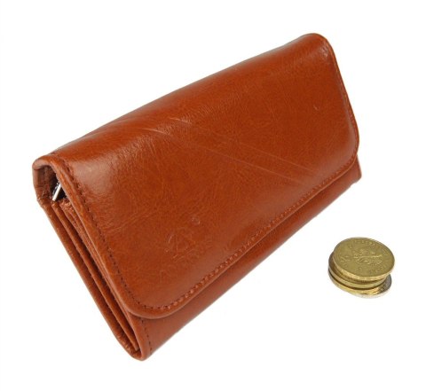 Portfel Damski ANDRUS (PL) Długi Suwak Płaski Skóra Naturalna RIFD 16,5 x 9,5 x 3,5 [cm]