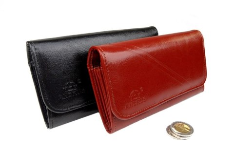 Portfel Damski ANDRUS (PL) Długi Suwak Płaski Skóra Naturalna RIFD 16,5 x 9,5 x 3,5 [cm]