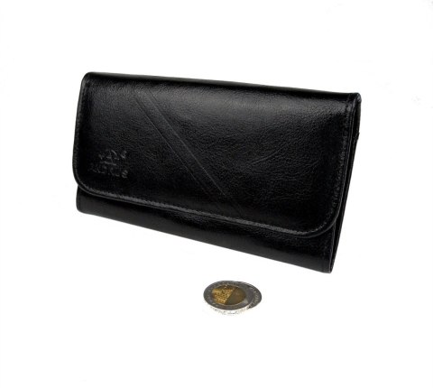 Portfel Damski ANDRUS (PL) Długi Suwak Płaski Skóra Naturalna RIFD 16,5 x 9,5 x 3,5 [cm]