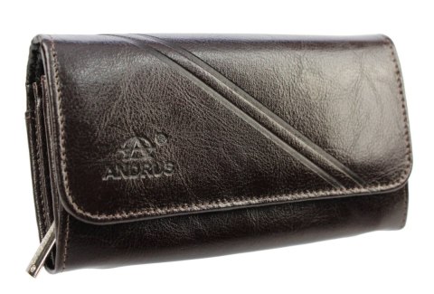 Portfel Damski ANDRUS (PL) Długi Suwak Płaski Skóra Naturalna RIFD 16,5 x 9,5 x 3,5 [cm]