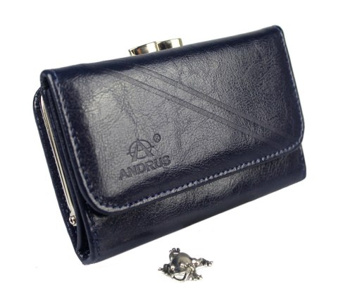 Portfel Damski Skórzany ANDRUS (PL) 14 cm Klamra Skóra Naturalna RIFD 13 x 10 x 3  [cm]