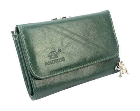 Portfel Damski Skórzany ANDRUS (PL) 14 cm Klamra Skóra Naturalna RIFD 13 x 10 x 3  [cm]