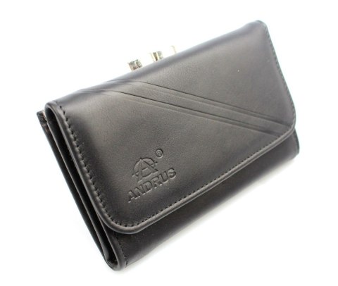 Portfel Damski Skórzany ANDRUS (PL) 14 cm Klamra Skóra Naturalna RIFD 13 x 10 x 3  [cm]