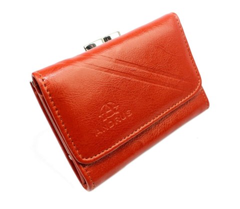 Portfel Damski Skórzany ANDRUS (PL) 14 cm Klamra Skóra Naturalna RIFD 13 x 10 x 3  [cm]