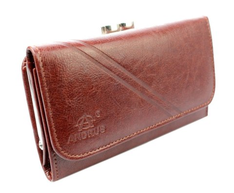 Portfel Damski Skórzany ANDRUS (PL) 14 cm Klamra Skóra Naturalna RIFD 13 x 10 x 3  [cm]