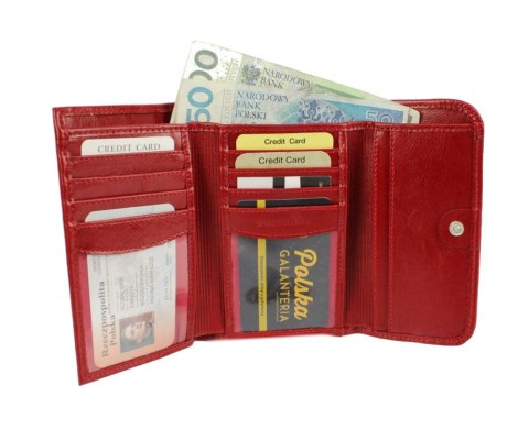 Portfel Damski Skórzany ANDRUS (PL) 14 cm Klamra Skóra Naturalna RIFD 13 x 10 x 3  [cm]