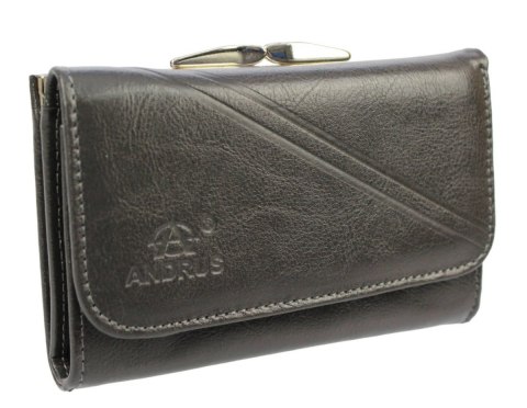 Portfel Damski Skórzany ANDRUS (PL) 14 cm Klamra Skóra Naturalna RIFD 13 x 10 x 3  [cm]