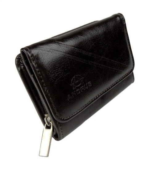 Portfel Damski Skórzany ANDRUS (PL) Skóra Licowa Suwak RIFD 12 x 9 x 3 [cm]