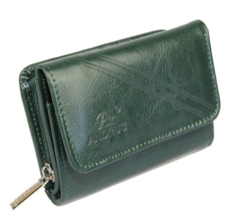 Portfel Damski Skórzany ANDRUS (PL) Skóra Licowa Suwak RIFD 12 x 9 x 3 [cm]