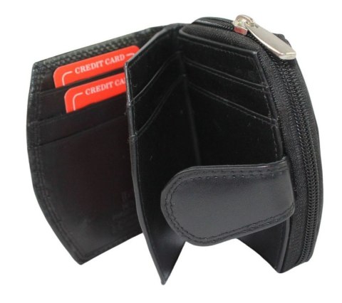 Portfel Damski Skórzany Cavaldi PP-066-SCL CZARNY RIFD Skóra Licowa Z Suwakiem Na Zewnątrz 11 x 10 x 3 [cm]