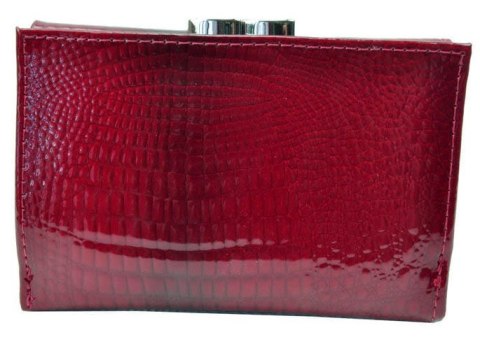 Portfel Damski Skórzany GREGORIO 12 cm Klamra Skóra Naturalna Lakierowana GF-117 CZERWONY RFID 12 x 8.5 x 2.5 [cm]