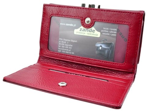 Portfel Damski Skórzany GREGORIO 14 cm Klamra i Klapka Skóra Naturalna Lakierowany PT-108 CZERWONY 14 x 9 x 4 [cm]