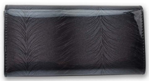 Portfel Damski Skórzany Lakierowany PATRIZIA Długi Max Z Klamrą FF-100 CIEMNY SZARY RFID 18,5 x 9 x 3 [cm]