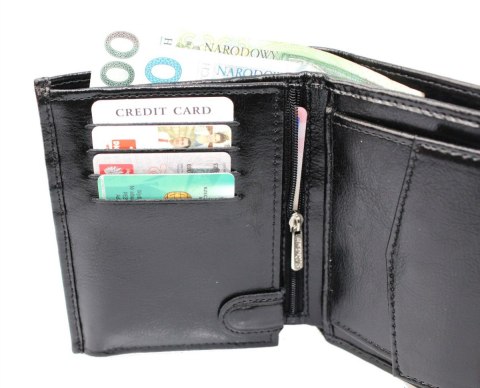 Portfel Męski ANDRUS (PL) Skóra Licowa Pionowy Bez Zapięcia Jedno Skrzydełko Kieszeń Na Bilon RIFD 13 x 10 x 2,5 [cm]