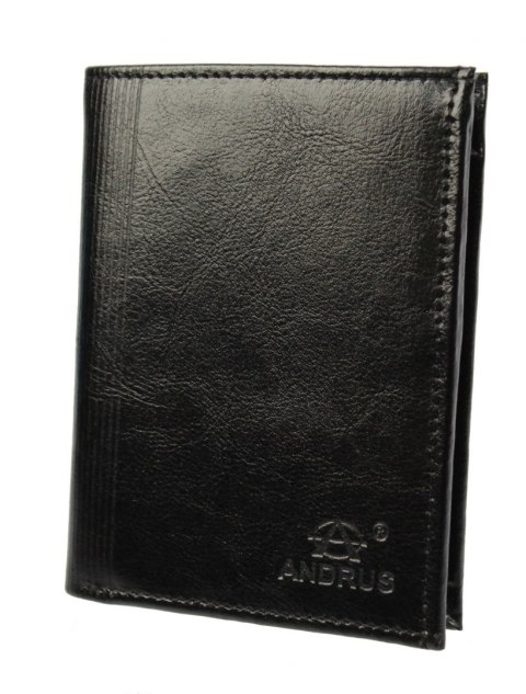 Portfel Męski ANDRUS (PL) Skóra Licowa Pionowy Bez Zapięcia Jedno Skrzydełko Kieszeń Na Bilon RIFD 13 x 10 x 2,5 [cm]