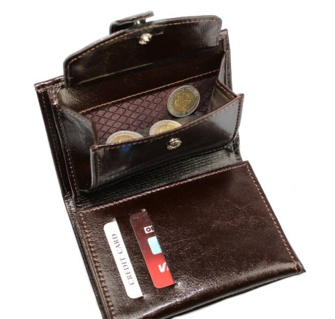 Portfel Męski Skórzany ANDRUS (PL) Skóra Licowa Duży Pionowy Z Zapięciem Dwa Skrzydełka Duża Kieszeń Na Bilon 13 x 10 x 3 [cm]