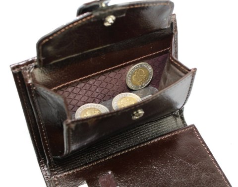 Portfel Męski Skórzany ANDRUS (PL) Skóra Licowa Duży Pionowy Z Zapięciem Dwa Skrzydełka Duża Kieszeń Na Bilon 13 x 10 x 3 [cm]