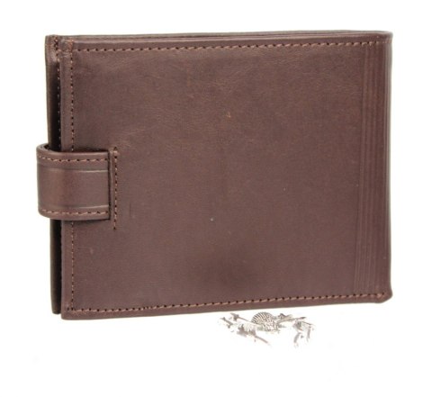 Portfel Męski Skórzany ANDRUS (PL) Skóra Licowa Duży Poziomy Z Zapięciem Jedno Skrzydełko Do Góry RIFD 13 x 10 x 2,5 [cm]