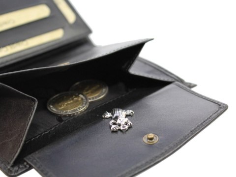 Portfel Męski Skórzany EL FORREST Skóra Bydlęca Duży Pionowy Bez Zapięcia Dwa Skrzydełka RFID CZARNY 896 301 13 x 10 x 3 [cm]