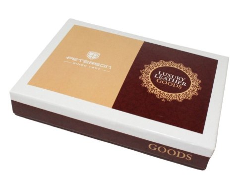 Portfel Męski Skórzany Peterson Skóra Naturalna Duży Piórnik Z Zapięciem Na Suwak N992C BRĄZOWY "PISTONS" 13 x 10 x 2 [cm]