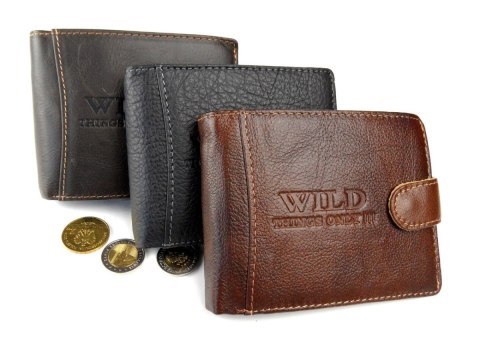 Portfel Męski Skórzany WILD Skóra Licowa Duży Poziomy Z Zapięciem RFID 5503 12,5 x 10 x 2 [cm]