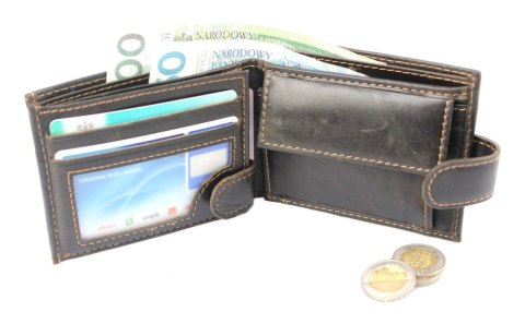 Portfel Męski WILD Skóra Licowa Mały Poziomy Z Zapięciem RFID 5504-1 11.5 x 8.5 x 2 [cm]